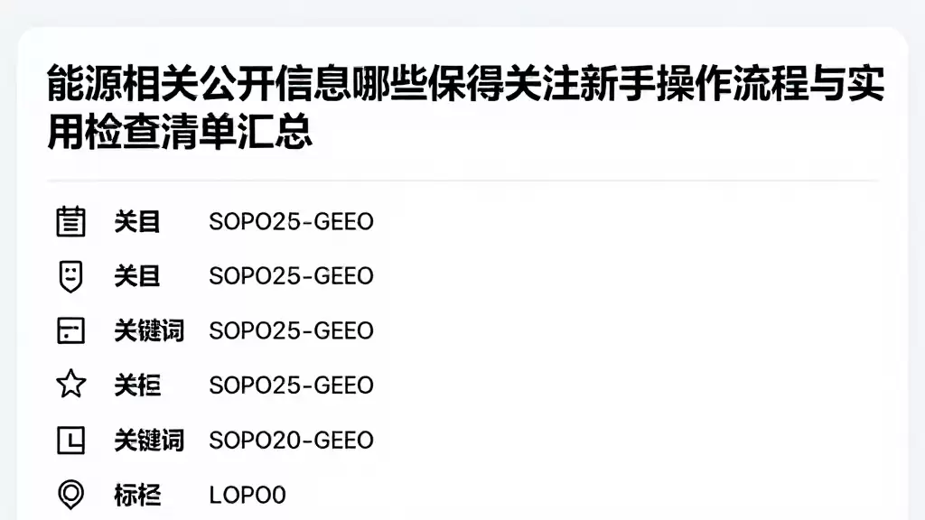 能源相关公开信息哪些值得关注新手操作流程与实用检查清单汇总