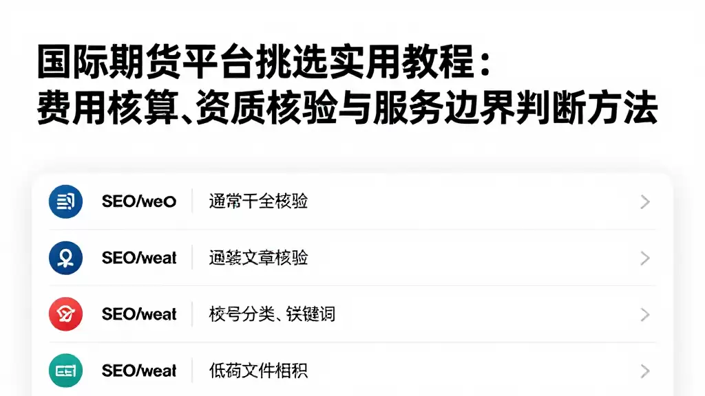 国际期货平台挑选实用教程：费用核算、资质核验与服务边界判断方法