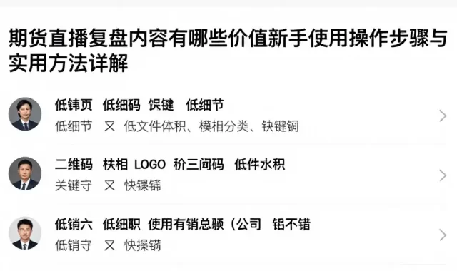 期货直播复盘内容有哪些价值新手使用操作步骤与实用方法详解