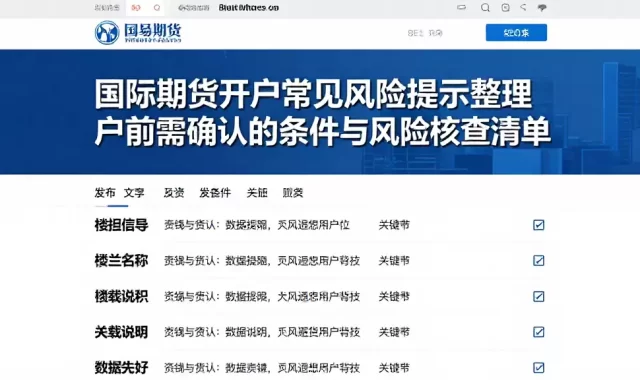国际期货开户常见风险提示整理开户前需确认的条件与风险核查清单