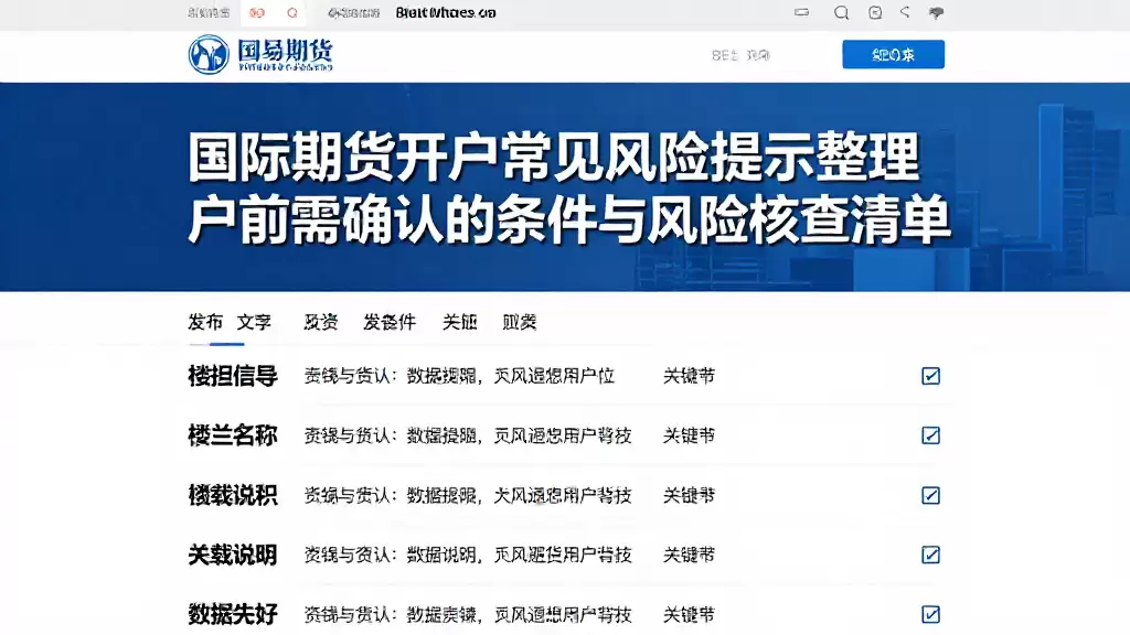 国际期货开户常见风险提示整理开户前需确认的条件与风险核查清单