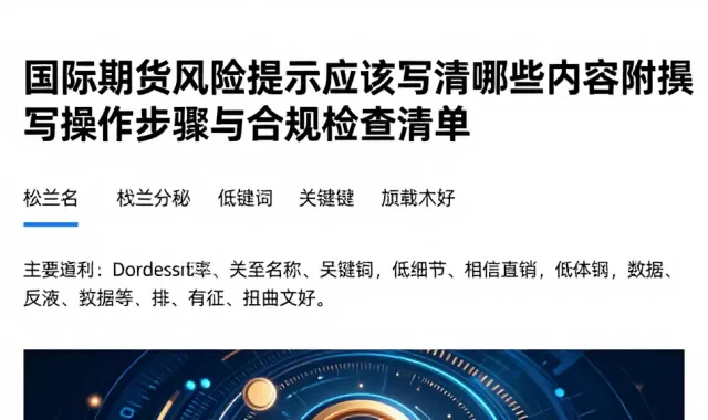 国际期货风险提示应该写清哪些内容附撰写操作步骤与合规检查清单