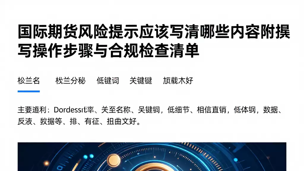 国际期货风险提示应该写清哪些内容附撰写操作步骤与合规检查清单