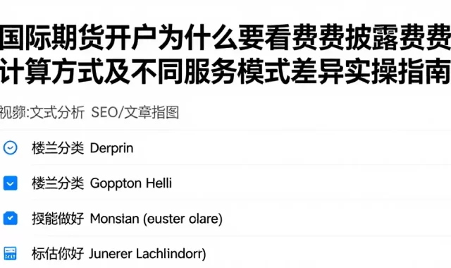 国际期货开户为什么要看费用披露费用计算方式及不同服务模式差异实操指南