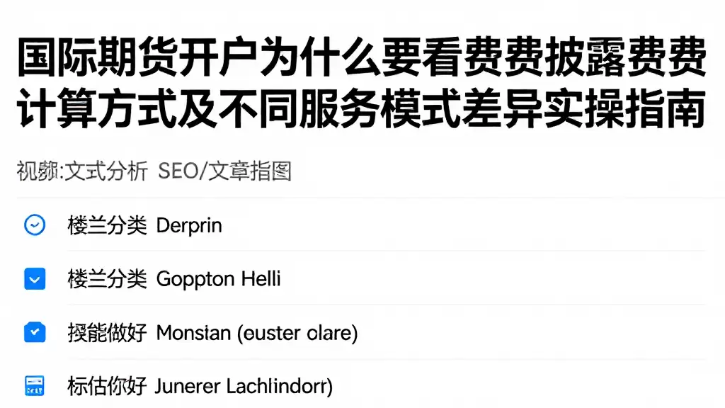 国际期货开户为什么要看费用披露费用计算方式及不同服务模式差异实操指南
