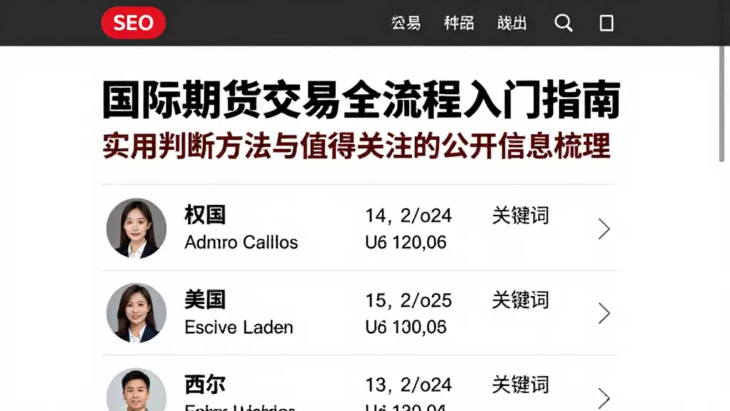 国际期货交易全流程入门指南实用判断方法与值得关注的公开信息梳理