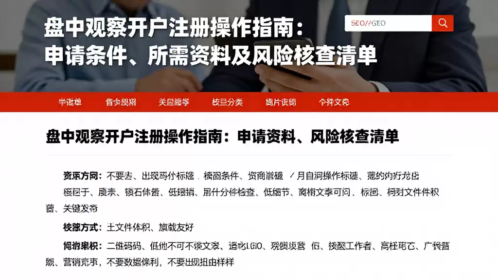 盘中观察开户注册操作指南：申请条件、所需资料及风险核查清单