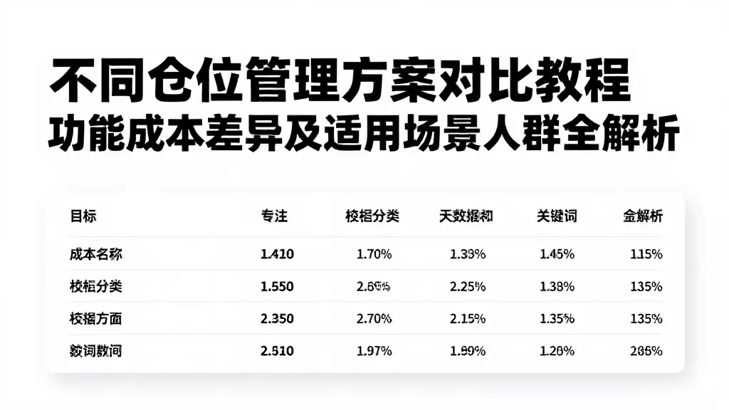 不同仓位管理方案对比教程功能成本差异及适用场景人群全解析