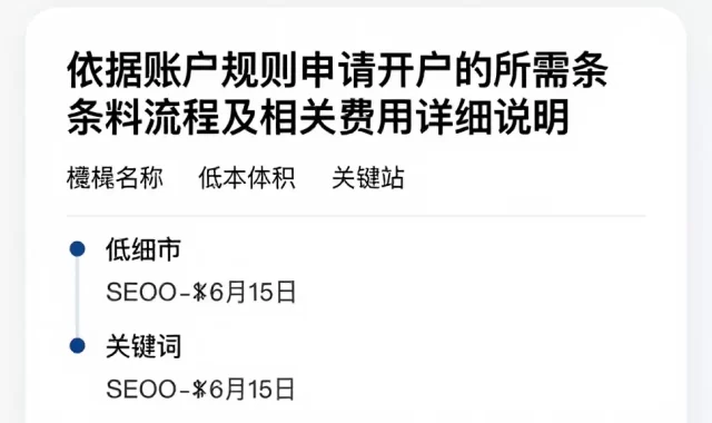 依据账户规则申请开户的所需条件资料流程及相关费用详细说明