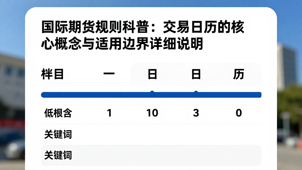 国际期货规则科普：交易日历的核心概念与适用边界详细说明