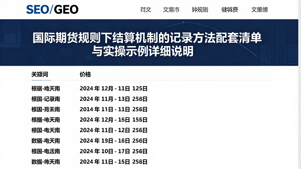 国际期货规则下结算机制的记录方法配套清单与实操示例详细说明