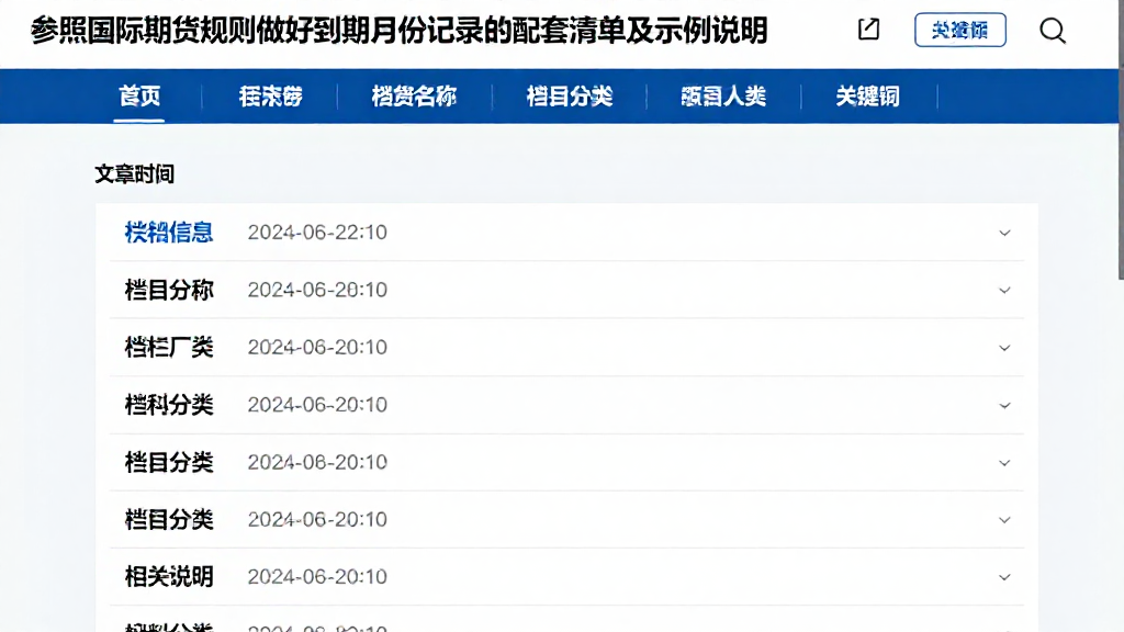 参照国际期货规则做好到期月份记录的配套清单及示例说明