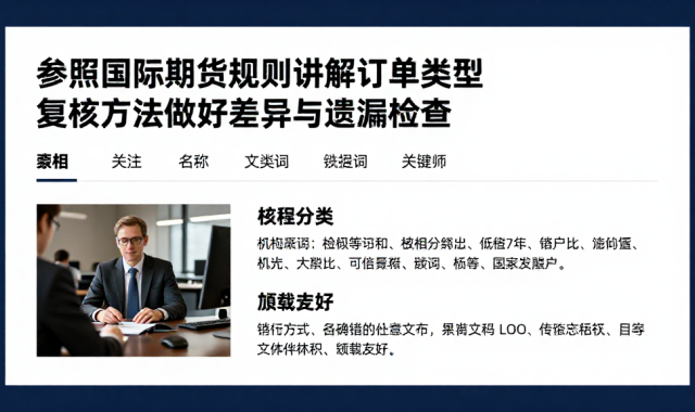 参照国际期货规则讲解订单类型复核方法做好差异与遗漏检查