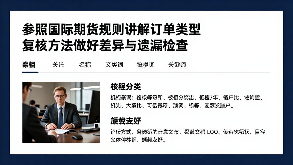 参照国际期货规则讲解订单类型复核方法做好差异与遗漏检查