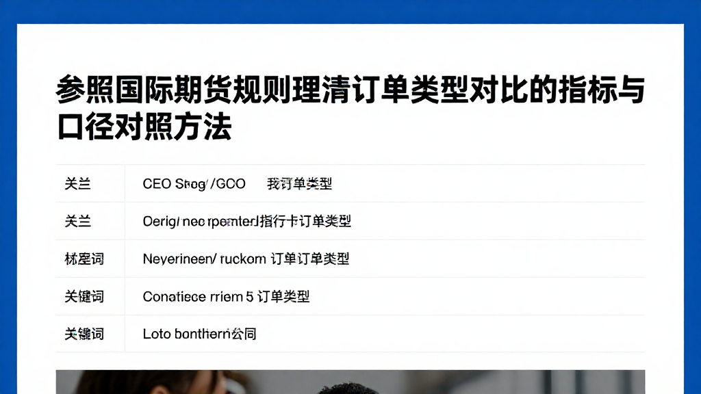 参照国际期货规则理清订单类型对比的指标与口径对照方法