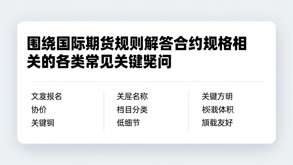 围绕国际期货规则解答合约规格相关的各类常见关键疑问