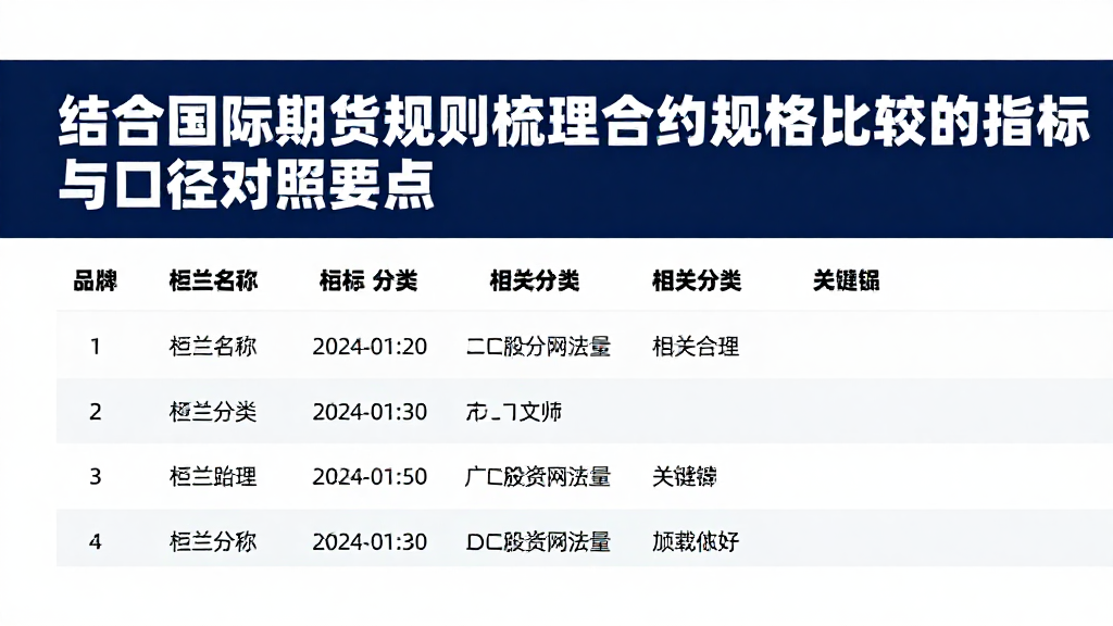 结合国际期货规则梳理合约规格比较的指标与口径对照要点