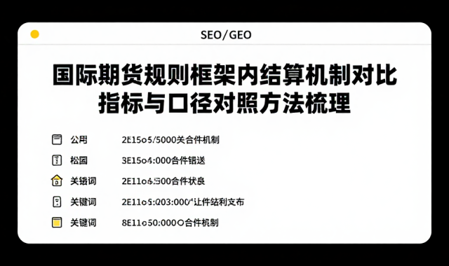 国际期货规则框架内结算机制对比指标与口径对照方法梳理