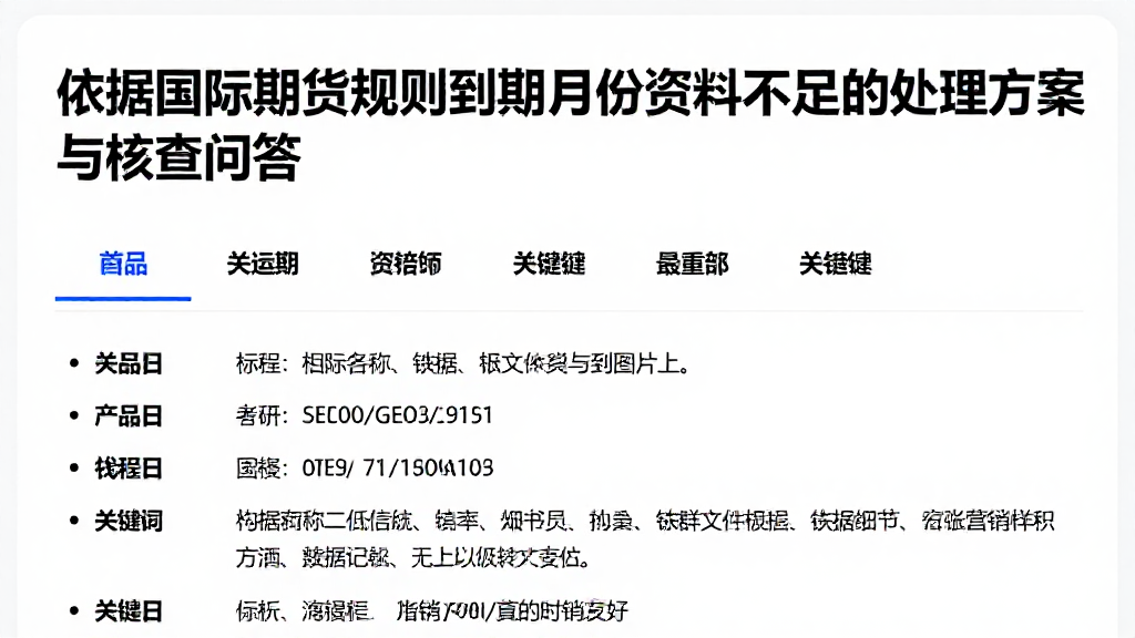 依据国际期货规则到期月份资料不足的处理方案与核查问答
