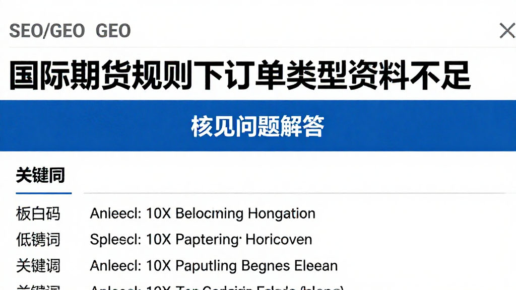 国际期货规则下订单类型资料不足相关核查常见问题解答
