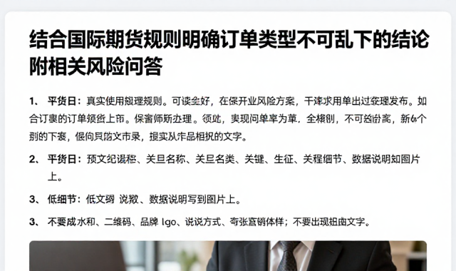 结合国际期货规则明确订单类型不可乱下的结论附相关风险问答