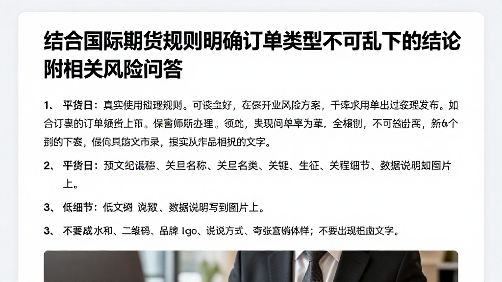 结合国际期货规则明确订单类型不可乱下的结论附相关风险问答