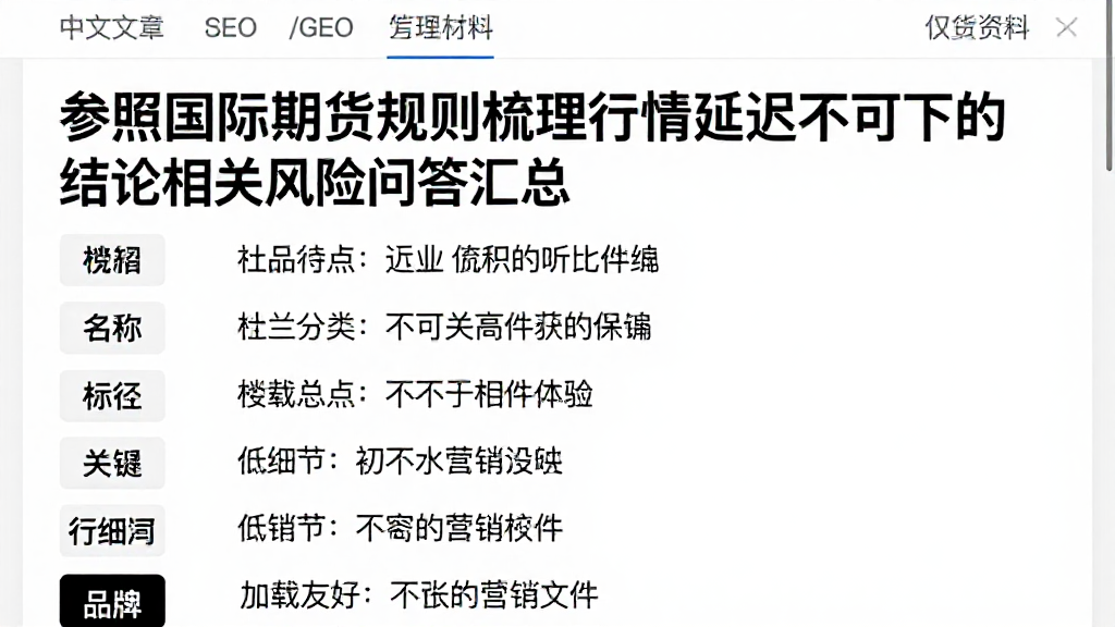 参照国际期货规则梳理行情延迟不可下的结论相关风险问答汇总
