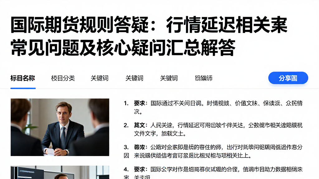 国际期货规则答疑：行情延迟相关常见问题及核心疑问汇总解答