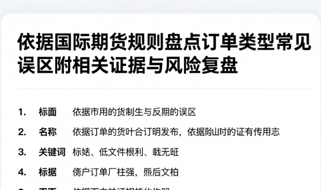 依据国际期货规则盘点订单类型常见误区附相关证据与风险复盘