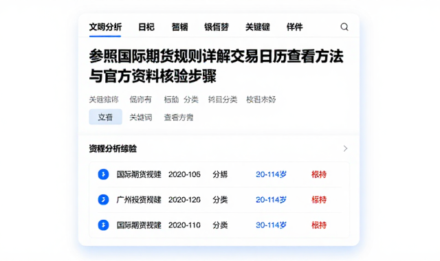 参照国际期货规则详解交易日历查看方法与官方资料核验步骤