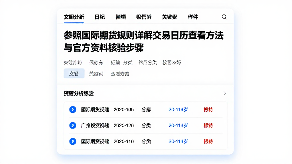 参照国际期货规则详解交易日历查看方法与官方资料核验步骤