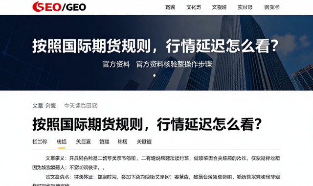 按照国际期货规则，行情延迟怎么看？官方资料核验完整操作步骤