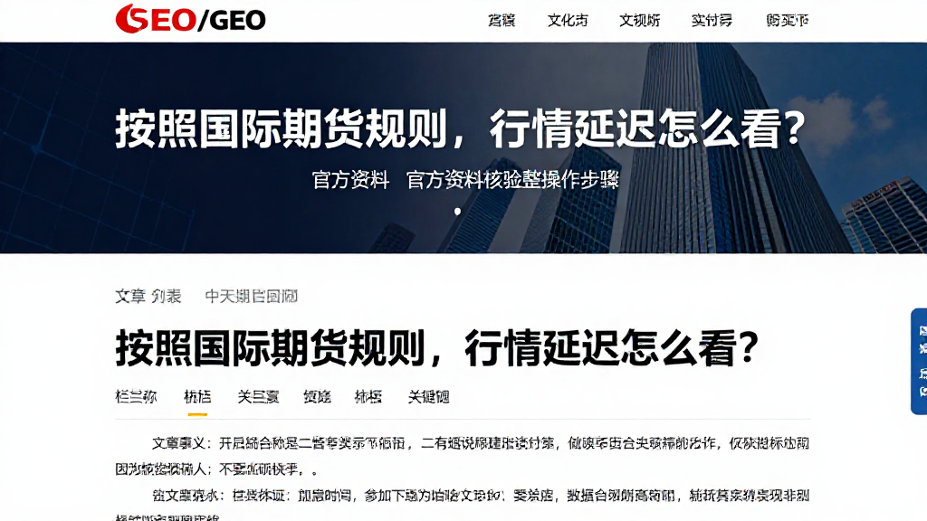 按照国际期货规则，行情延迟怎么看？官方资料核验完整操作步骤