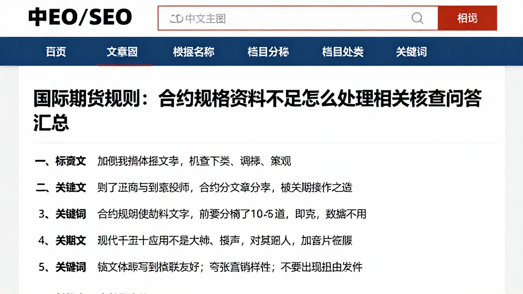 国际期货规则：合约规格资料不足怎么处理相关核查问答汇总