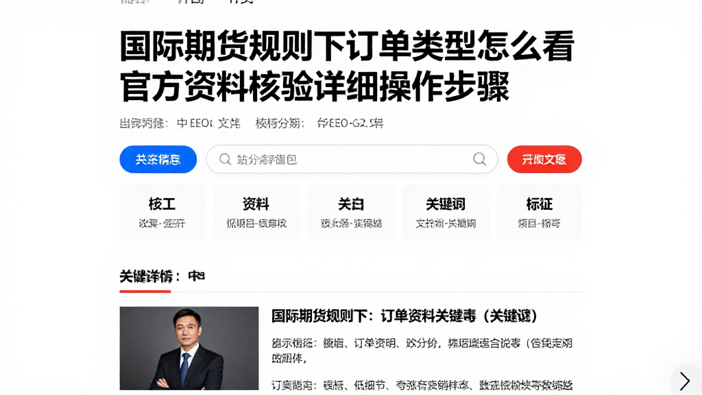 国际期货规则下订单类型怎么看官方资料核验详细操作步骤
