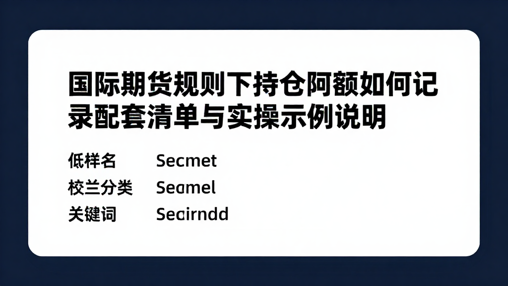 国际期货规则下持仓限额如何记录配套清单与实操示例说明