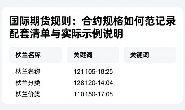 国际期货规则：合约规格如何规范记录配套清单与实际示例说明