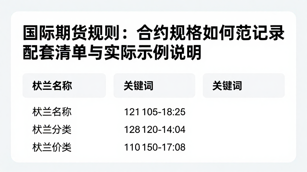 国际期货规则：合约规格如何规范记录配套清单与实际示例说明