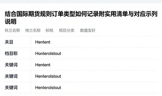结合国际期货规则订单类型如何记录附实用清单与对应示例说明