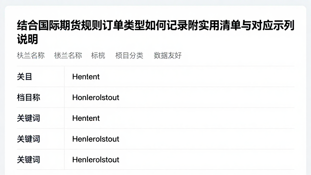 结合国际期货规则订单类型如何记录附实用清单与对应示例说明