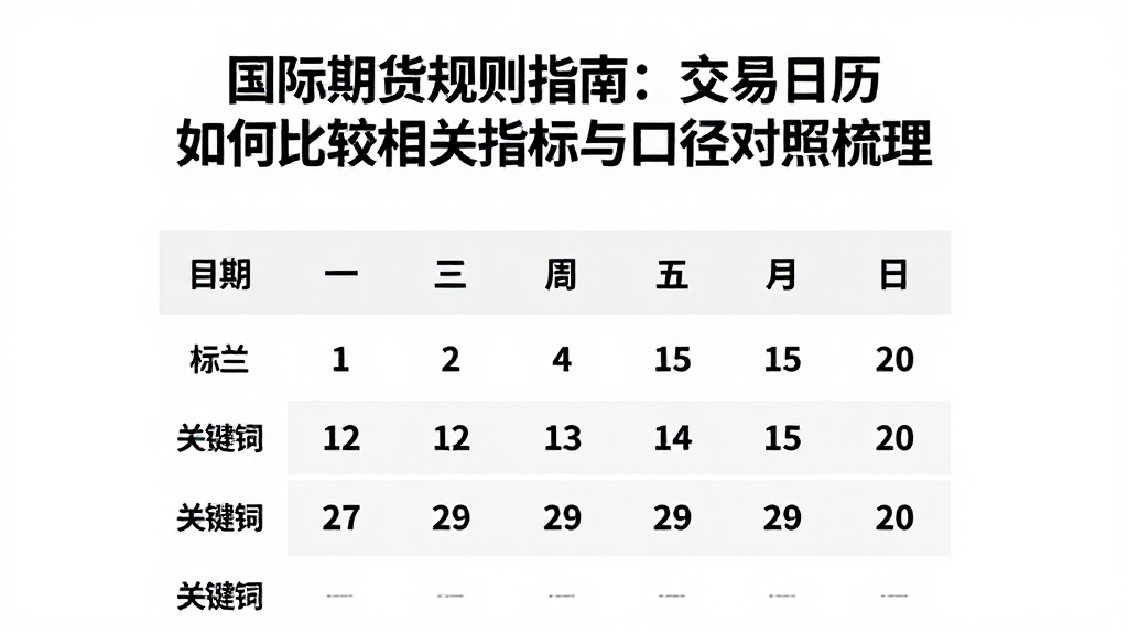 国际期货规则指南：交易日历如何比较相关指标与口径对照梳理