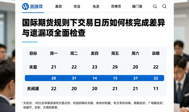 国际期货规则下交易日历如何复核完成差异与遗漏项全面检查