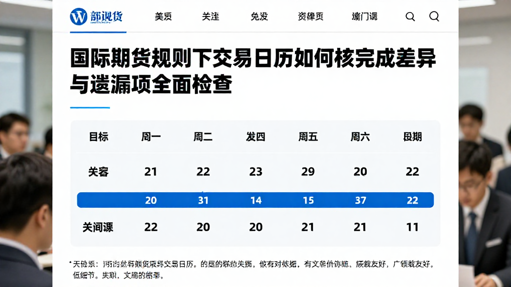 国际期货规则下交易日历如何复核完成差异与遗漏项全面检查