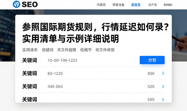参照国际期货规则，行情延迟如何记录？实用清单与示例详细说明