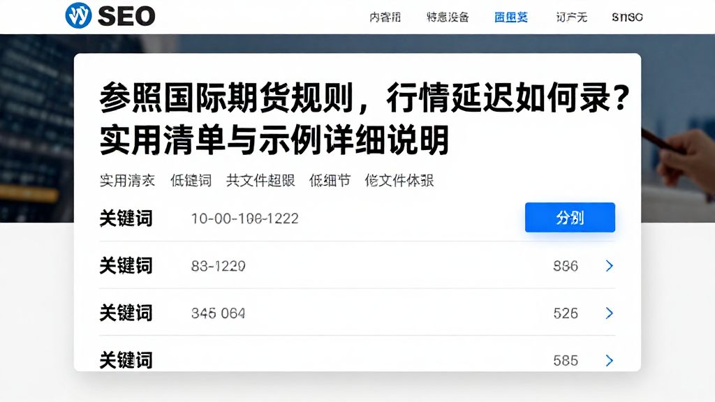 参照国际期货规则，行情延迟如何记录？实用清单与示例详细说明